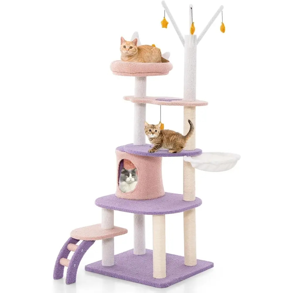 Cat Scratching Post - 62-Inch Multi-Level Cat Tower with Condo,