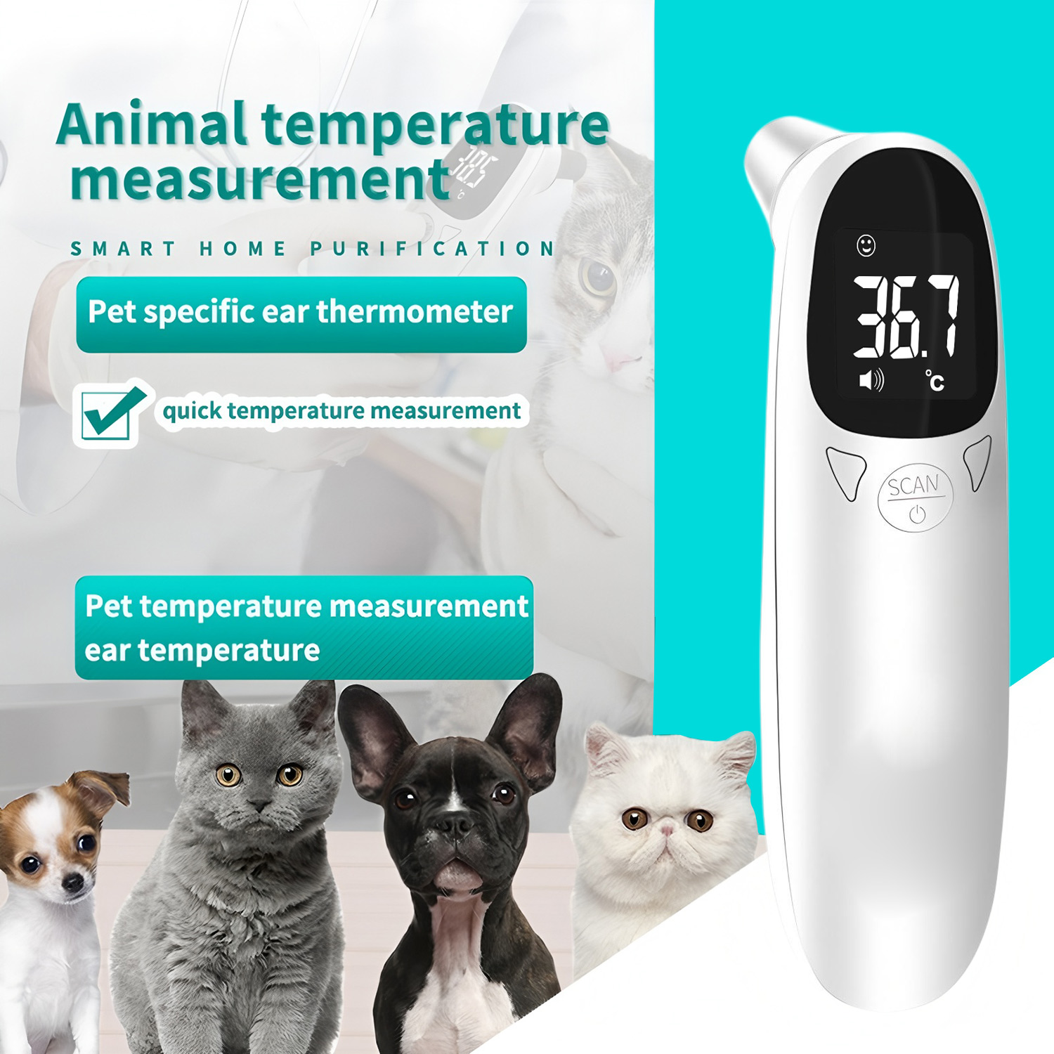 Pet Supplies Nz - Pet Ear Digital Thermometer Non-Contact Electronic