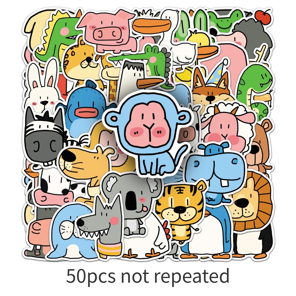 Pet Supplies In Store - 50Sheets Zoo Animal Stickers Cute Minimalist