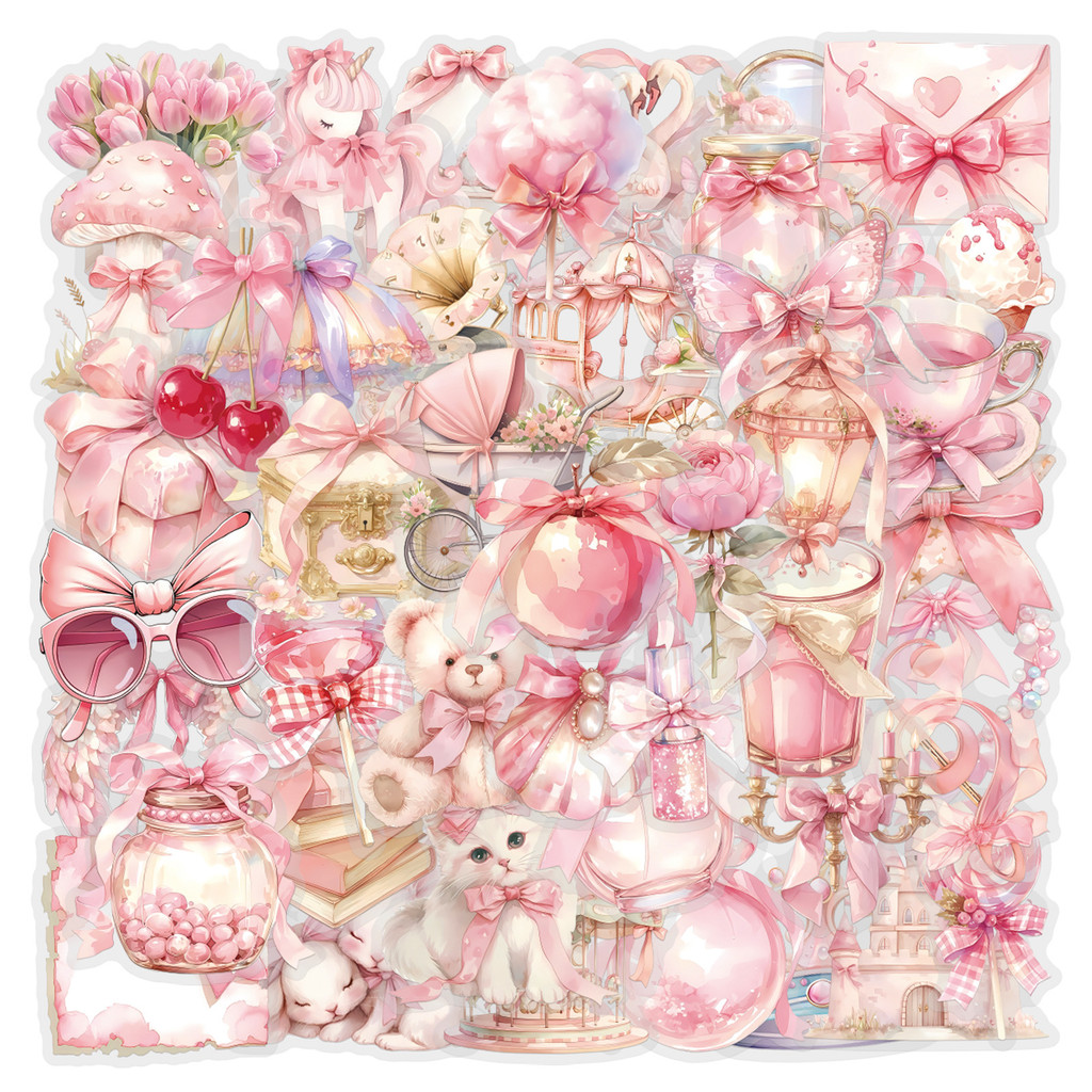 Pet Supplies In Store - 60 Pieces Pink Coquette Sticker Pack