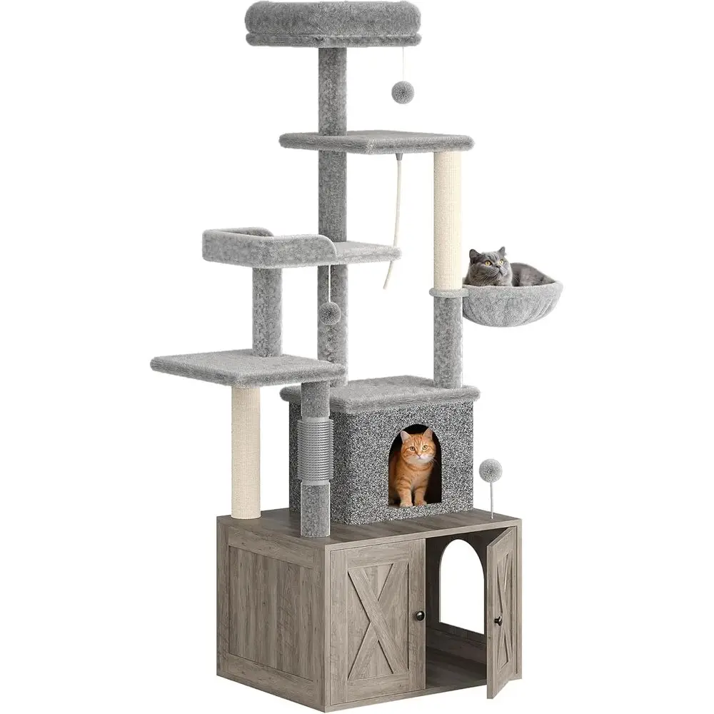 Cat Scratching Post - Large Multi-Level Cat Playhouse with Litter