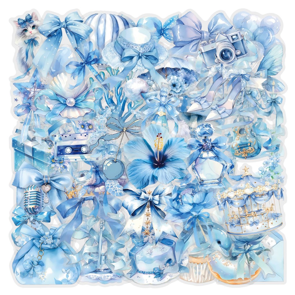 Pet Supplies In Store - 60Pcs Blue Coquette Sticker Pack -