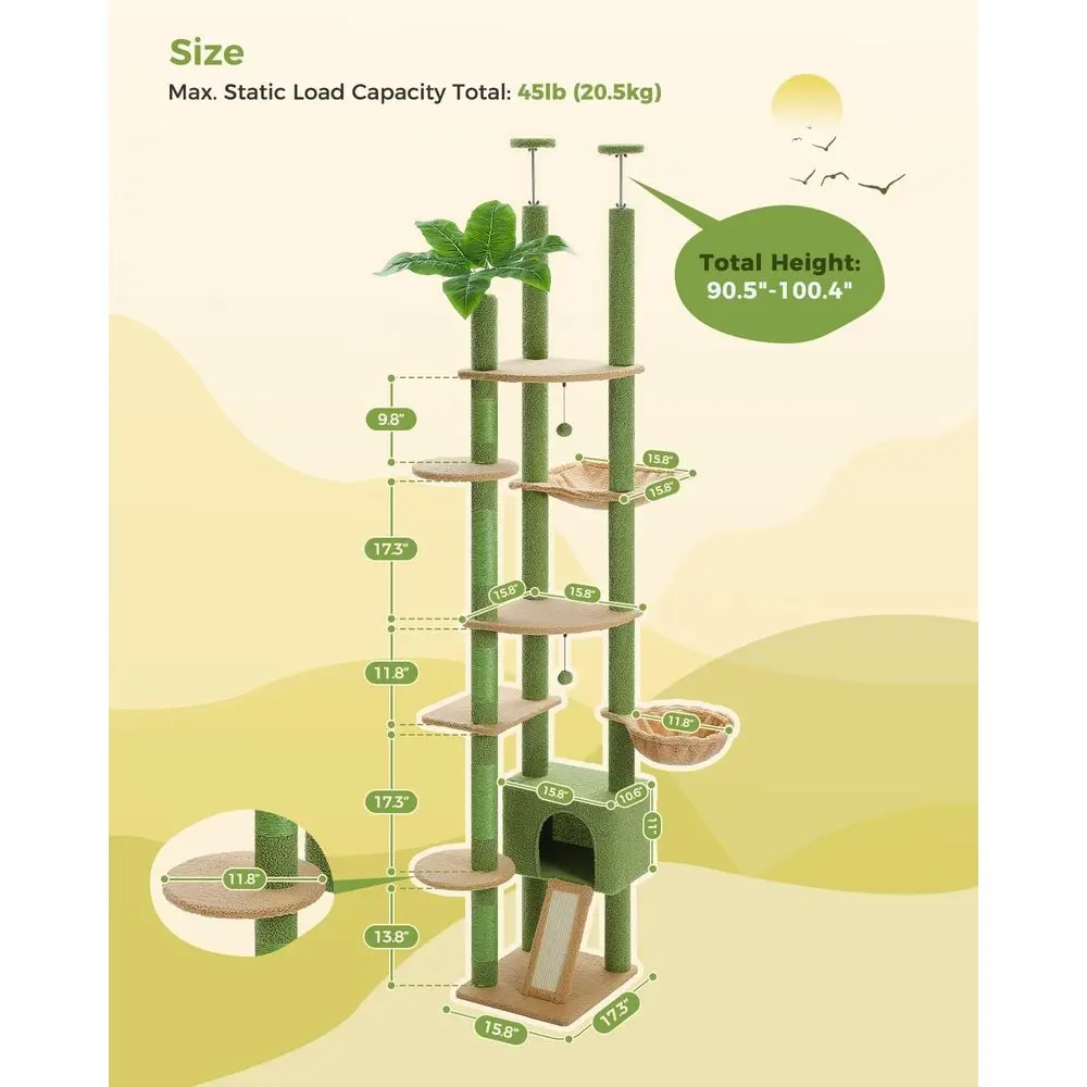 Adjustable Tall Cat Tree Tower - Cat Scratching Post review and price
