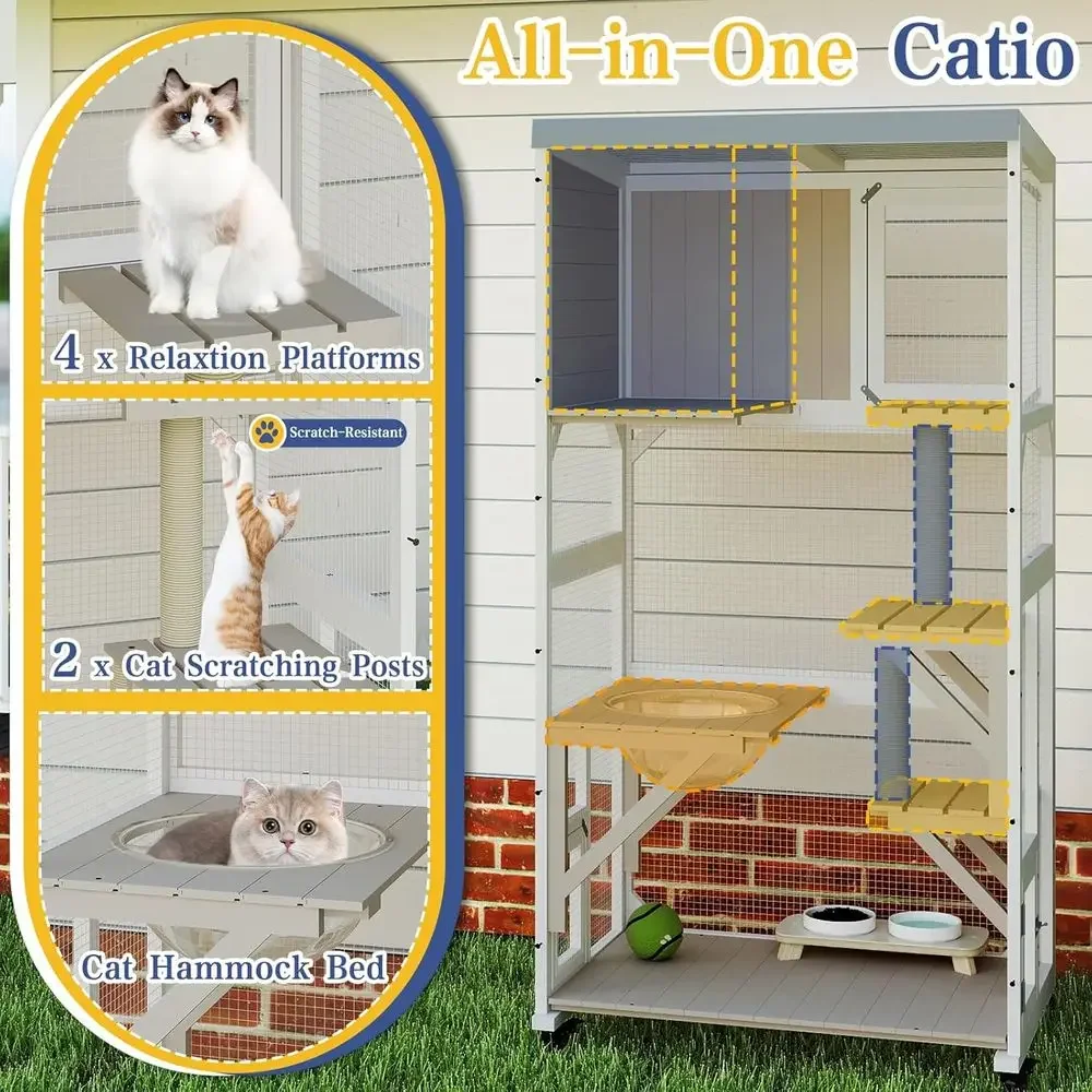 Outdoor Cat Enclosure with Whe - Cat Scratching Post review and price