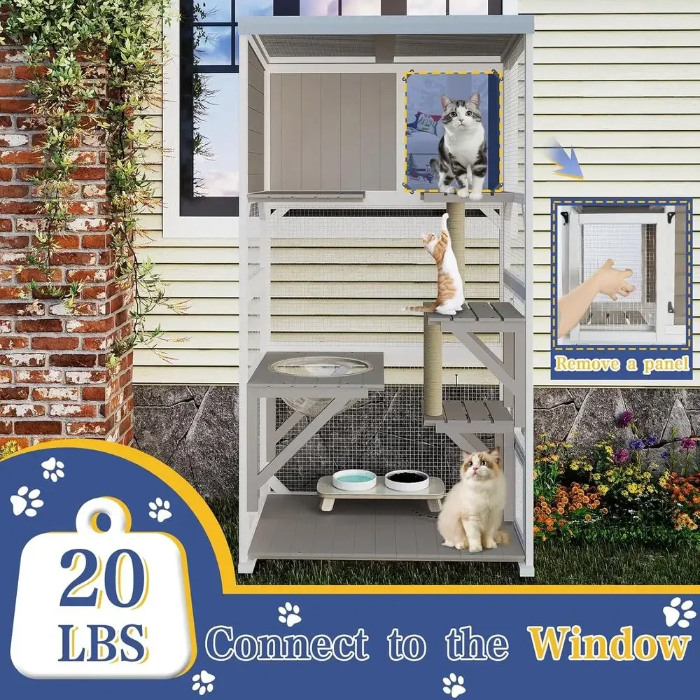Outdoor Cat Enclosure with Whe - Cat Scratching Post review and price