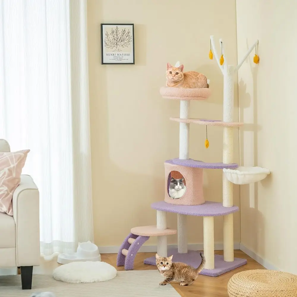 62-Inch Multi-Level Cat Tower  - Cat Scratching Post review and price