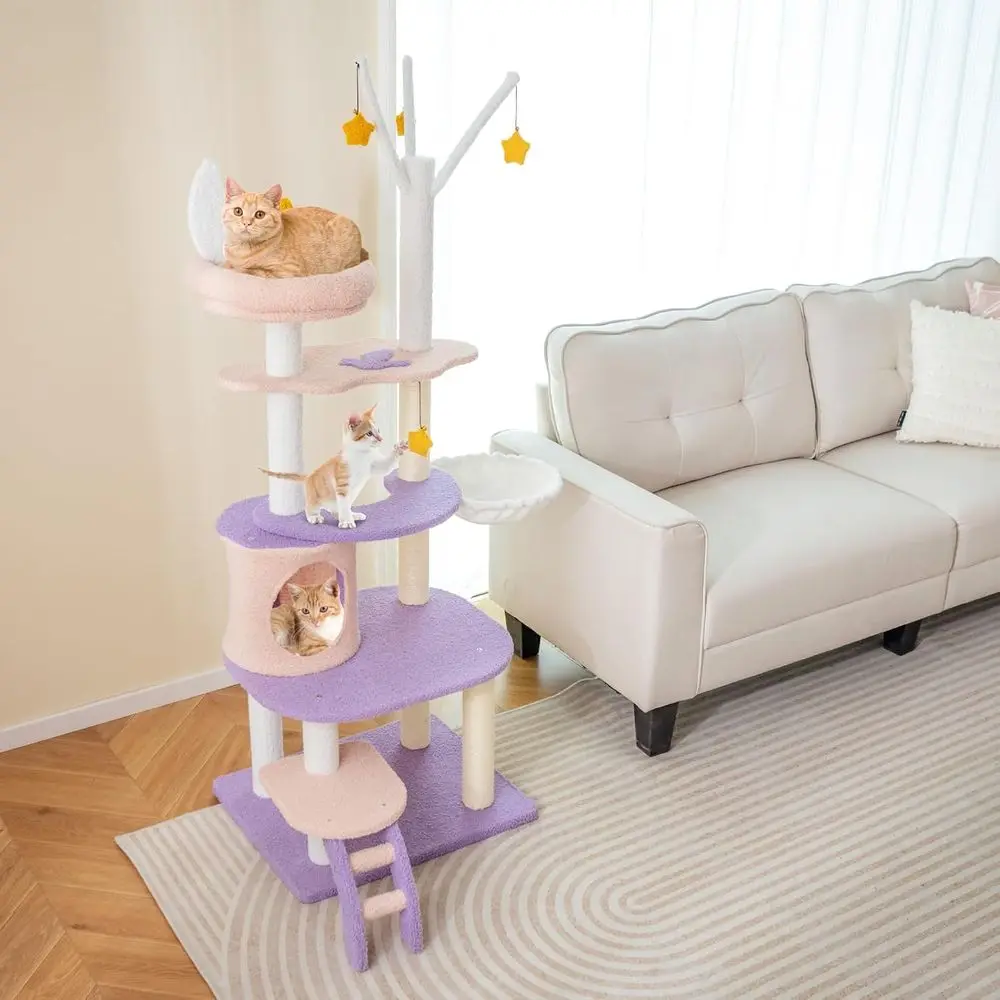 62-Inch Multi-Level Cat Tower  - Cat Scratching Post review and price
