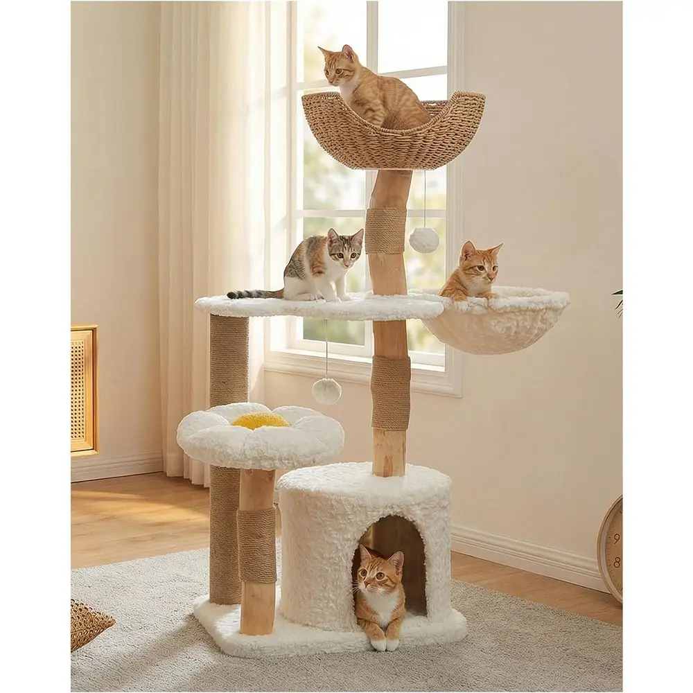 48.5 Large Solid Wood Cat Towe - Cat Scratching Post review and price