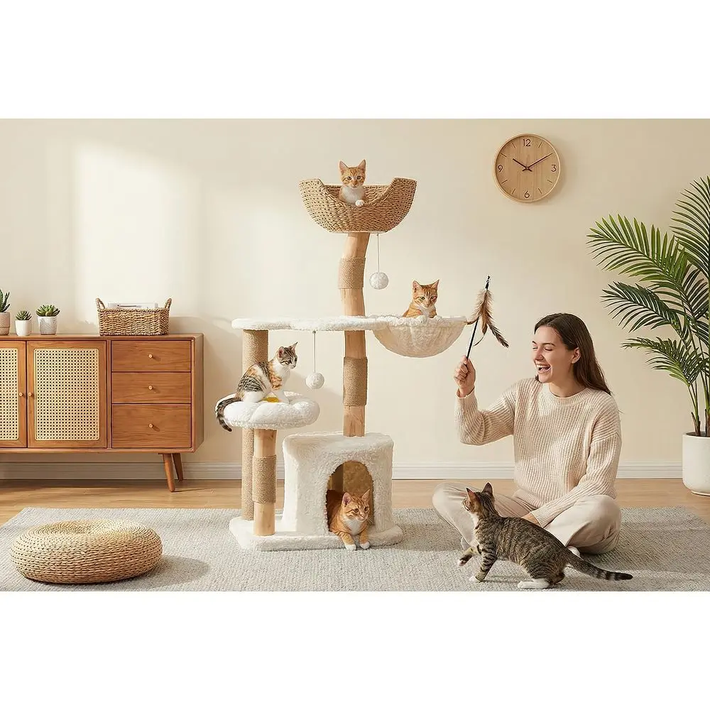48.5 Large Solid Wood Cat Towe - Cat Scratching Post review and price