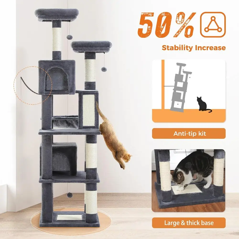 70 High Cat Tree with 2 Condos - Cat Scratching Post review and price