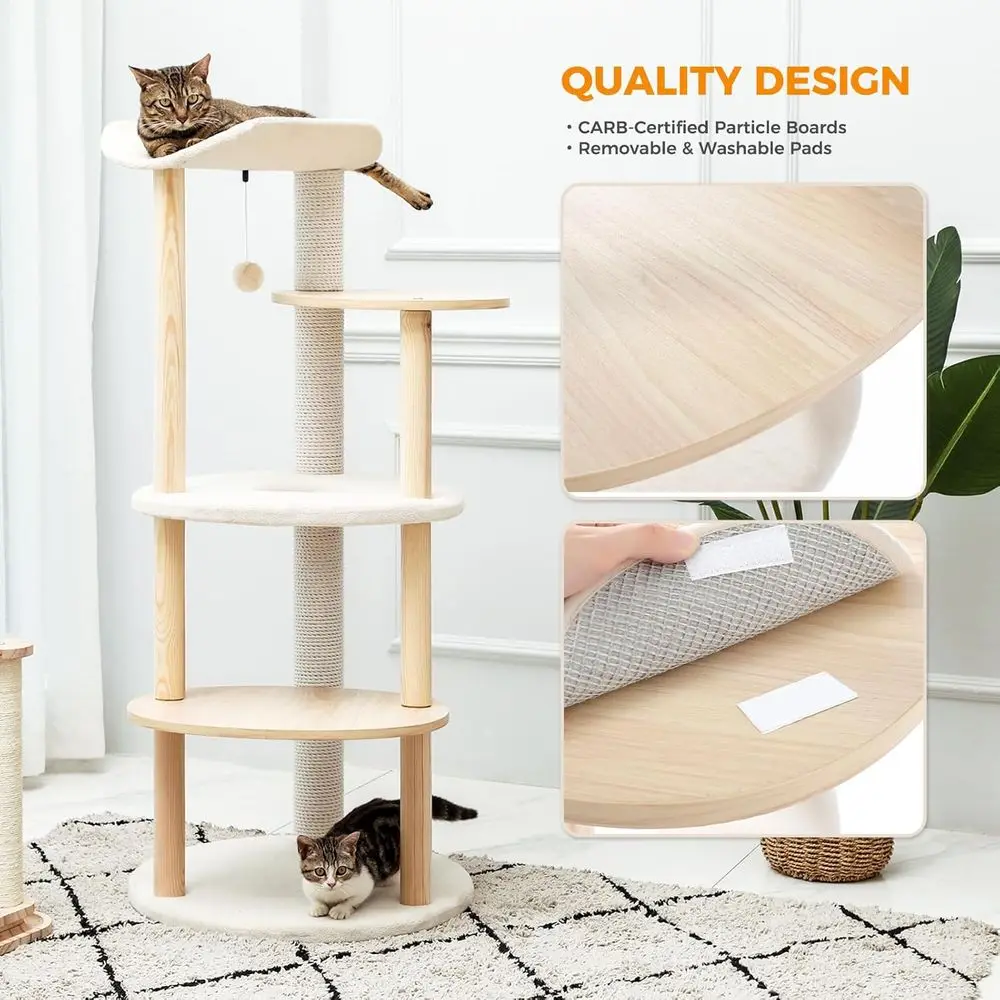 5-Level Beige Indoor Cat Tree  - Cat Scratching Post review and price