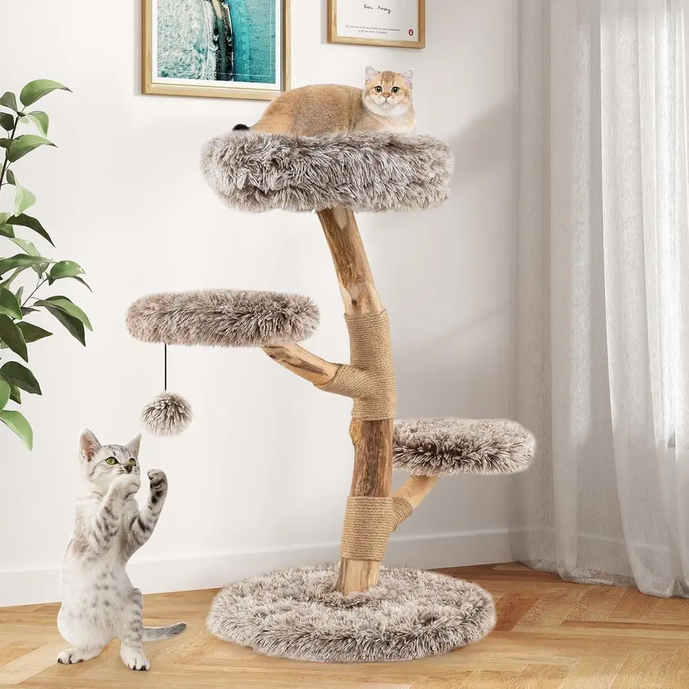 Multi-Level Wooden Cat Tower w - Cat Scratching Post review and price
