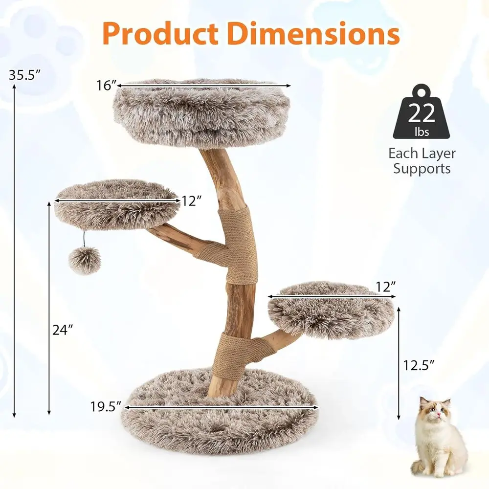 Multi-Level Wooden Cat Tower w - Cat Scratching Post review and price