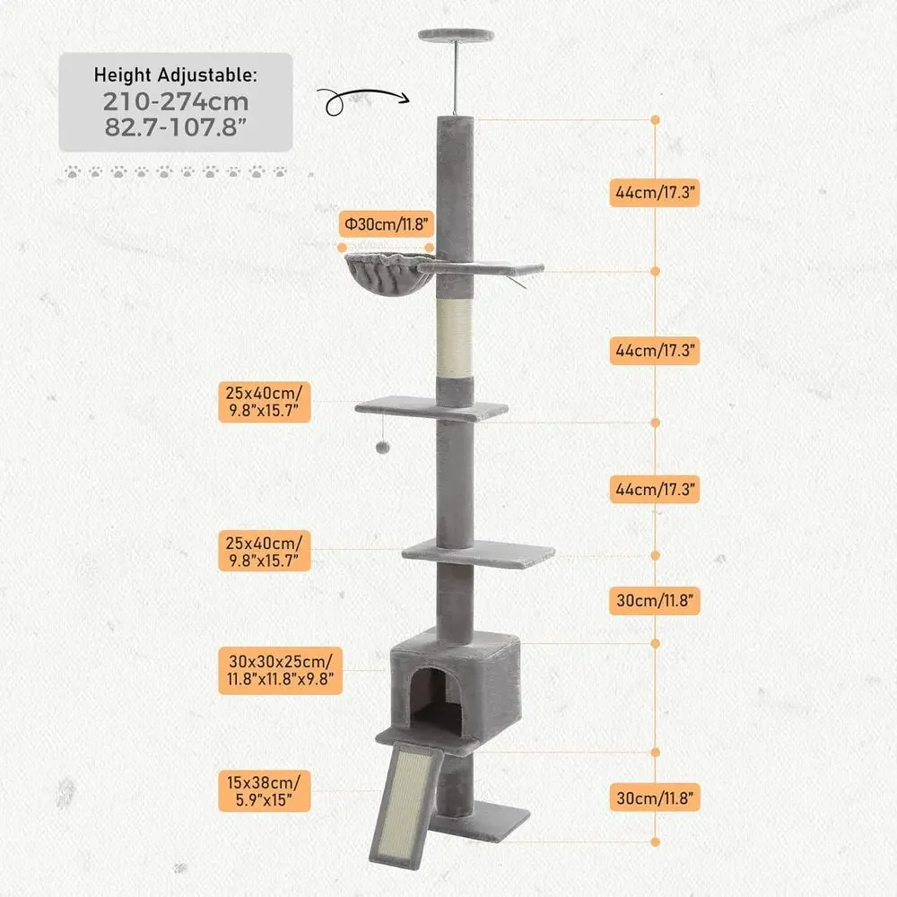 Adjustable 5-Level Cat Tree, 8 - Cat Scratching Post review and price