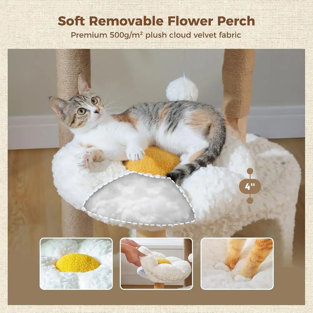 48.5 Tall Solid Wood Cat Tower - Cat Scratching Post review and price